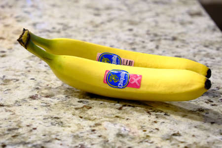 Chiquita Bananas on Granite Counterのeditorial素材