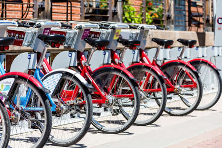 Row of Rental Bikesのeditorial素材