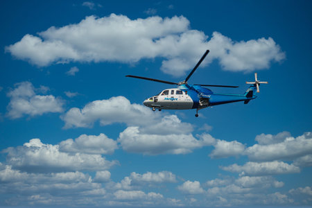 Blue and White Helicopter from Fairmont Hotel