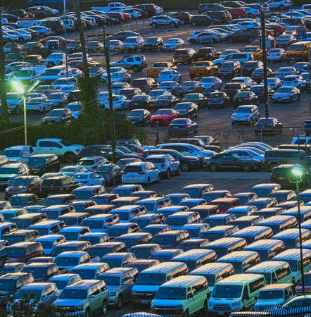 Rental Car Lot at Nightのeditorial素材