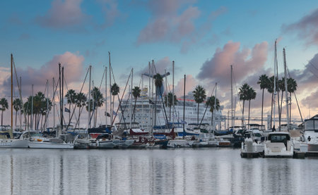 Cruise Ship Beyond Long Beach Marinaのeditorial素材