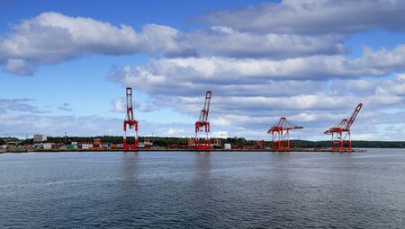 Four Freight Cranes on Coast of Halifaxの写真素材