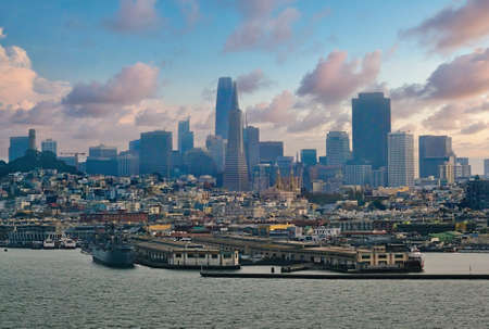 San Francisco Through Early Morning Fogのeditorial素材