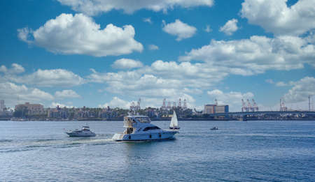 Cabin Cruisers in Harborのeditorial素材