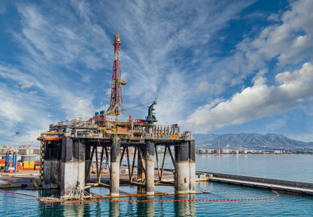 Oil Drilling Rig in Malaga Spain Harbor