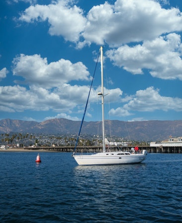 Sailboat Moored in Santa Barbara