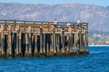 Men on Santa Barbara Pierのeditorial素材