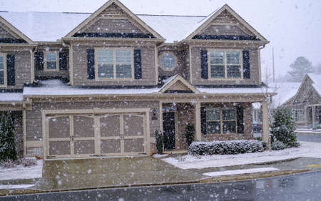 Snow Falling on Townhousesのeditorial素材