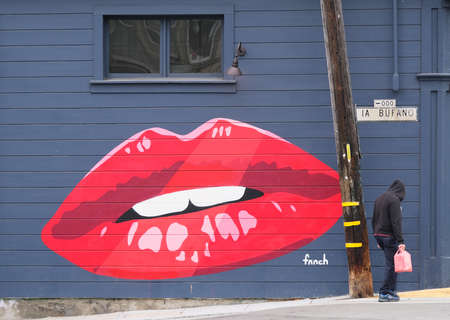 Man Walking Past Lipsのeditorial素材