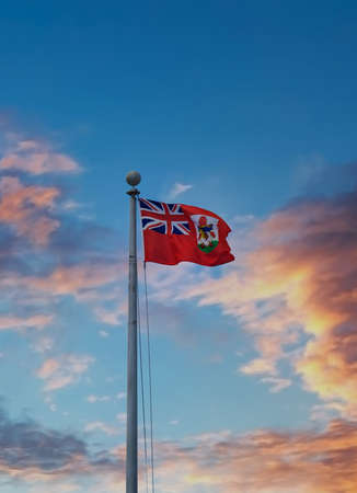 Bermuda Flag Over Sunsetの写真素材