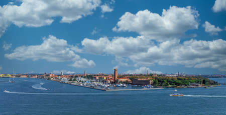 Protected Yacht Harbor Along the Coast of Veniceの写真素材