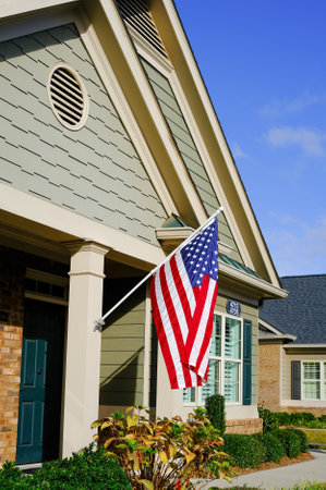 American Flag on New Townhouseのeditorial素材