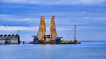 Cutting Cranes on Barge