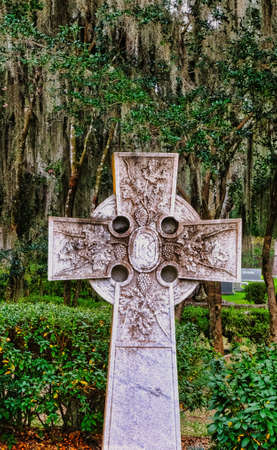 Old Celtic Cross in Cemeteryの写真素材