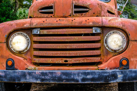 Old Truck Grill with Headlights Onのeditorial素材