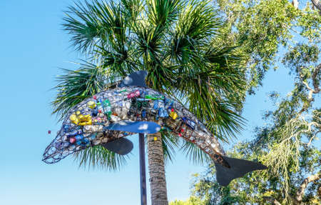 Recycled Cans and Bottles in Dolphin Basketのeditorial素材