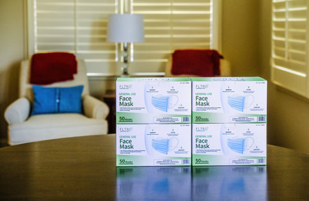 Boxes of Face Masks on Table