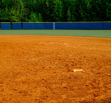 First Base in Dirt Ball Fieldの写真素材