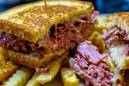 Corned Beef on Hot Reuben Sandwichの写真素材