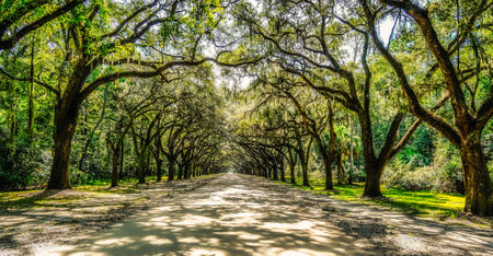 Road Through Wormsloe Plantationの写真素材
