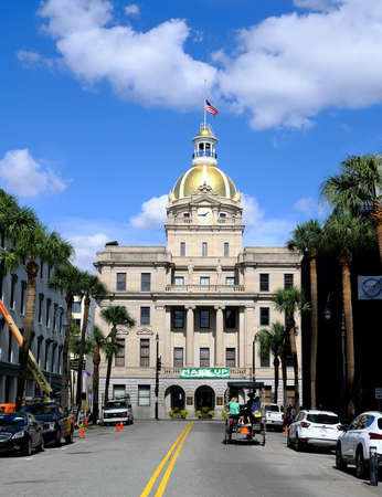 Horse and Buggy to Savannah City Hallのeditorial素材