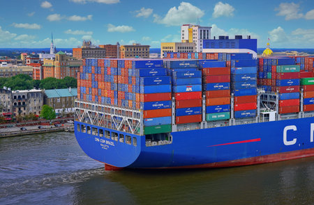 Aft of CMA CGM Brazil Freighter in Savannah