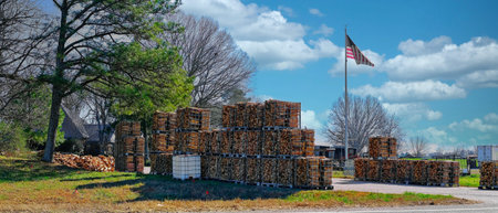 Fire Wood for Sale with American Flag
