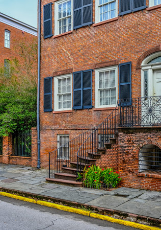 Wrought Iron to Savannah Townhouseのeditorial素材