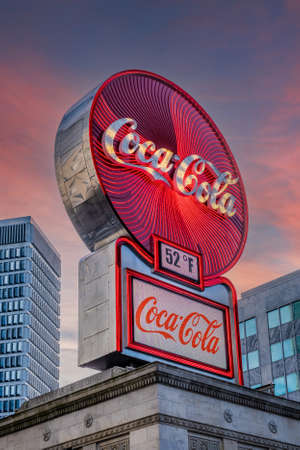 Coca-Cola Sign in Atlanta at Dawnのeditorial素材