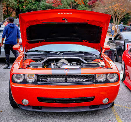 Open Hood on Red Challengerのeditorial素材