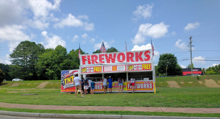 Fireworks Tent in Fieldのeditorial素材