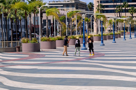 Kids Hanging Out at Long Beach Convention Centerのeditorial素材