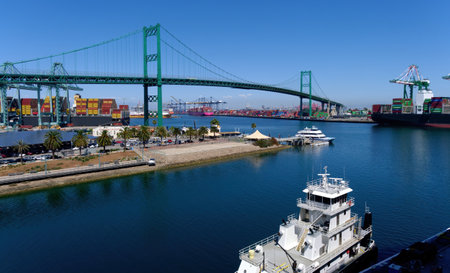 Shipping Channel Under Vincent Thomas Bridgeのeditorial素材