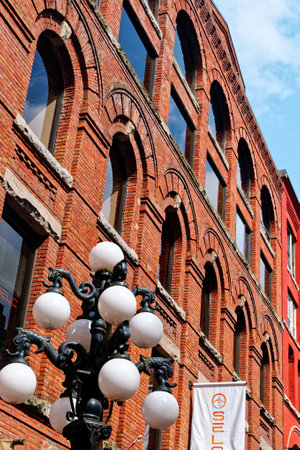 Classic Lamp Post at Brick Buildingのeditorial素材