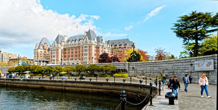Empress Hotel from Promenade in Victoria Harborのeditorial素材