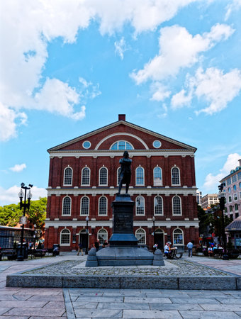 Statue of Samuel Adams at Faneuil Hallのeditorial素材