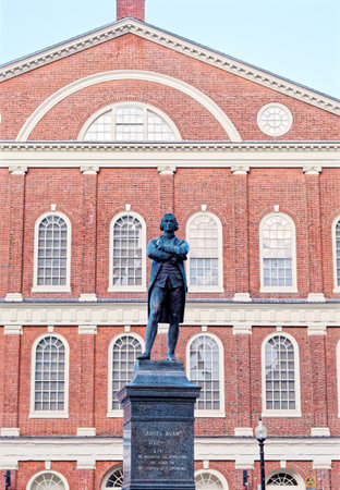 Statue of Samuel Adams at Faneuil Hallのeditorial素材