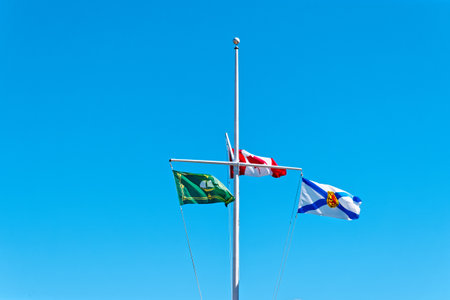Camp Breton Island Nova Scotia and Canada Flagsのeditorial素材