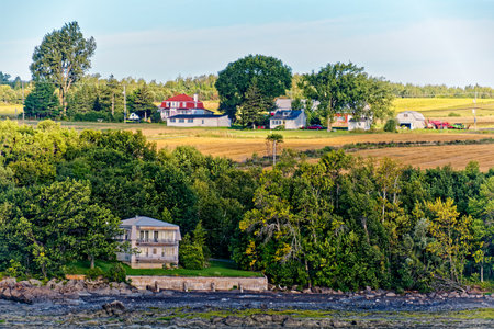 Farmhouses in Rural Quebecのeditorial素材