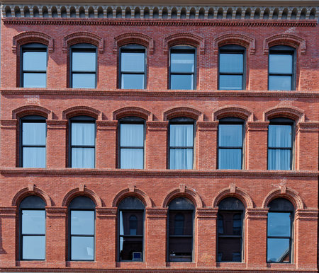 Arched Windows on Old Brick Buildingのeditorial素材