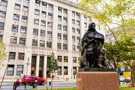 Statue of Abraham de Peyster in Lower Manhattanのeditorial素材