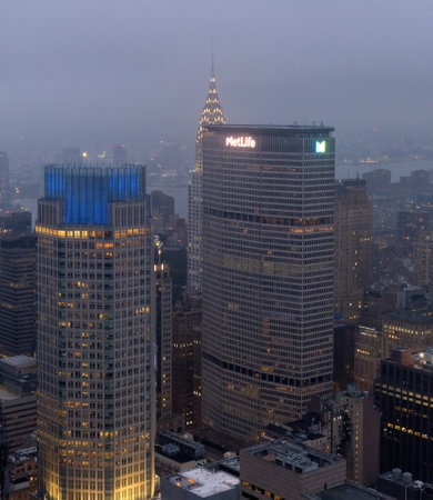 New York Architecture on Stormy Eveningのeditorial素材