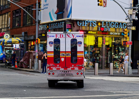 FDNY Ambulance on Street in Times Squareのeditorial素材