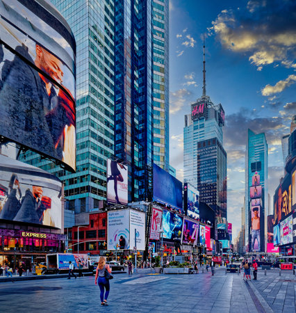 Woman Entering Times Square on Broadway