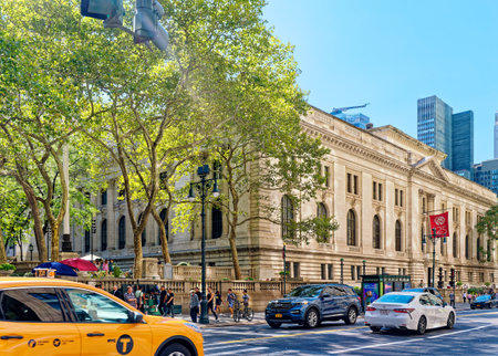 Traffic Past New York Public Library