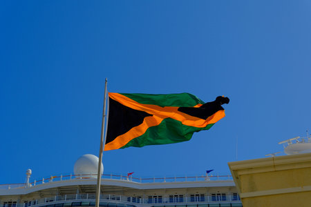 Jamaican Flag in Falmouthの写真素材