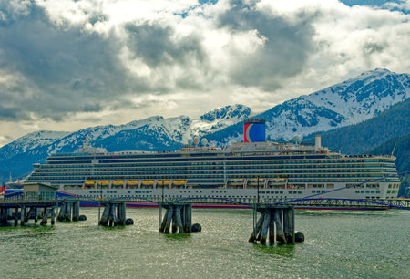 Carnival Cruise Ship Docked in Juneau, Alaskaのeditorial素材