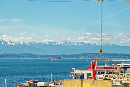 View of Puget Sound from Pike Place Market in Seattle, Washingtomのeditorial素材