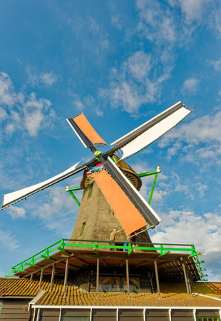 Colorful Windmills in Rural Holland