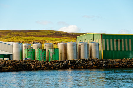 Green and Silver Storage Tanksのeditorial素材